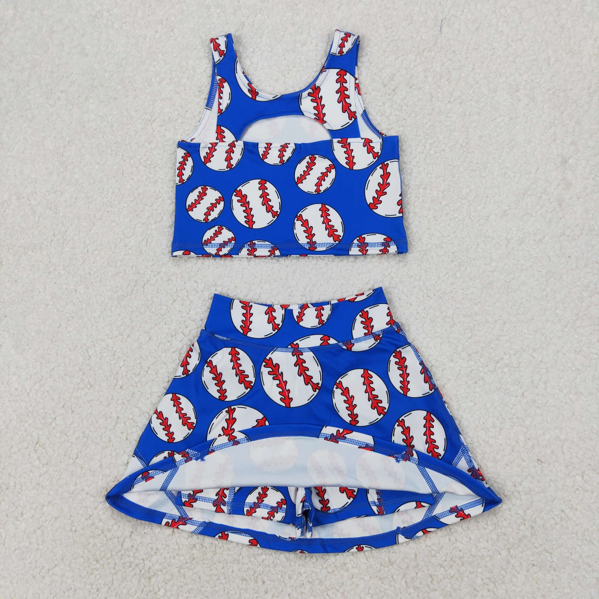 baseball two pieces athletic skort dress set