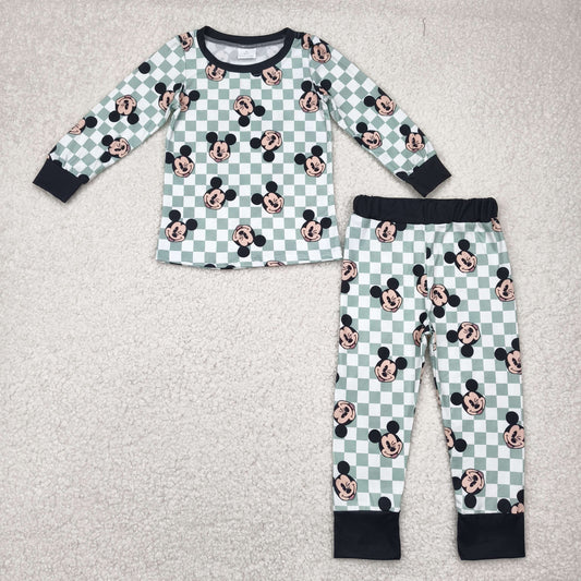 checkered  cartoon mouse two pieces lounge set