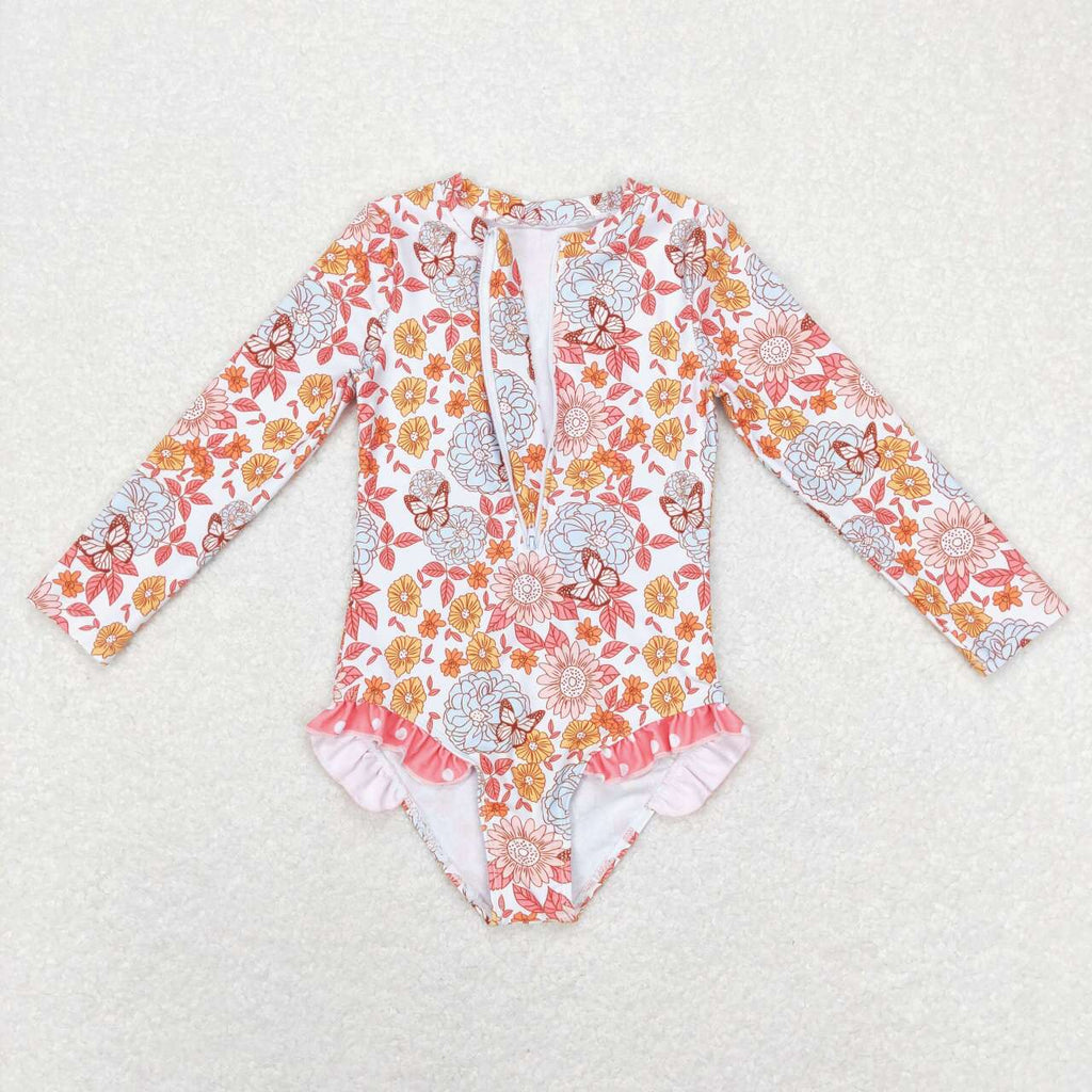 girl rash guard swimsuit zip swimwear