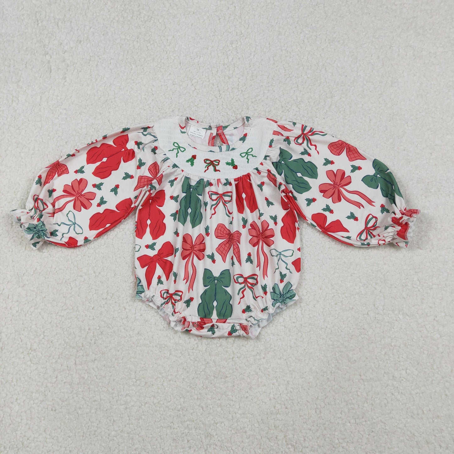 Christmas coquette embroidery smock bubble