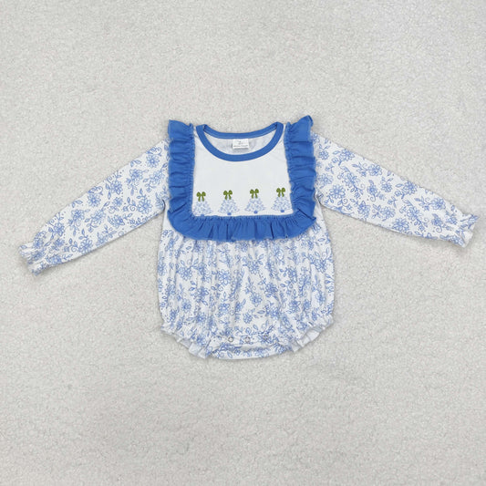 blue floral bubble baby clothes