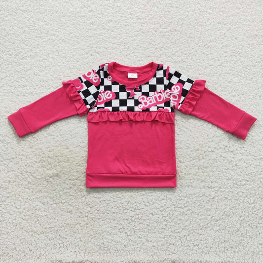 fall hot pink doll ruffle pullover