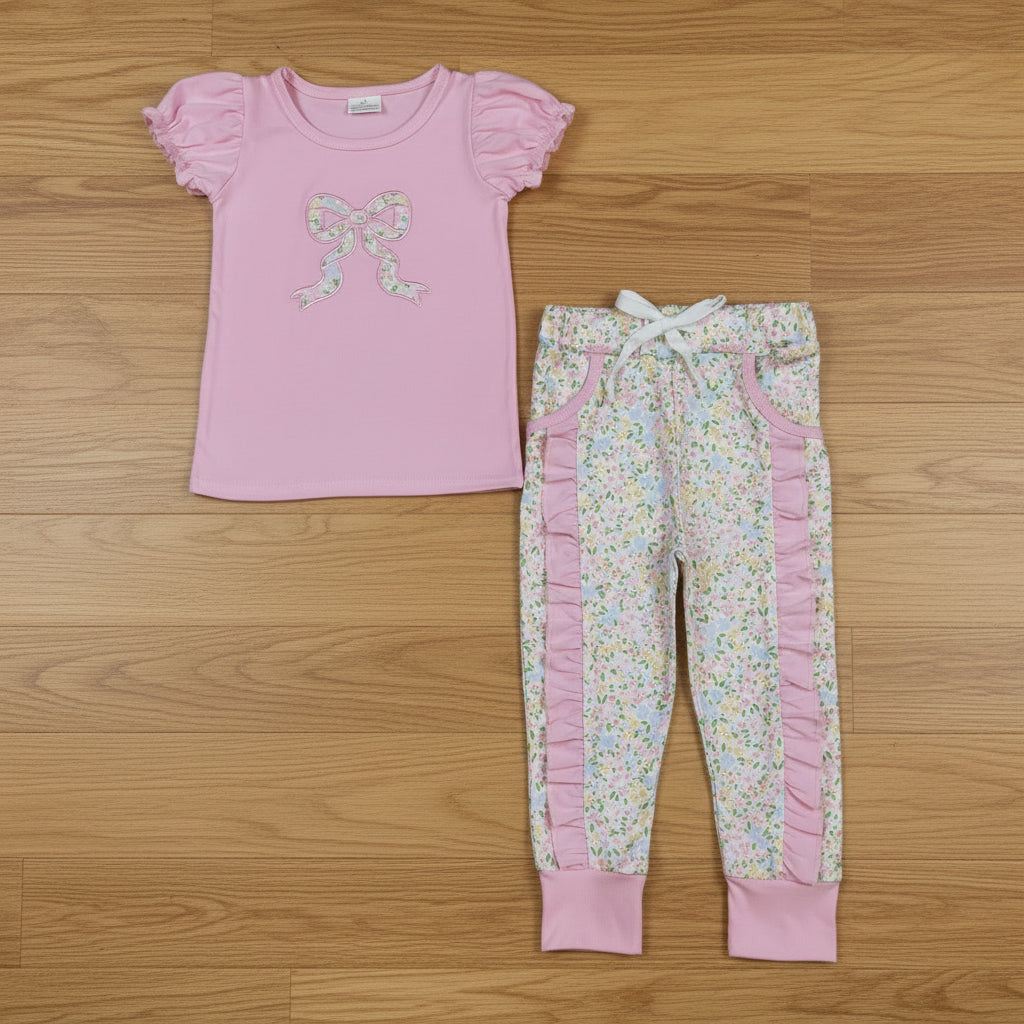 pink floral coquette jogger outfit