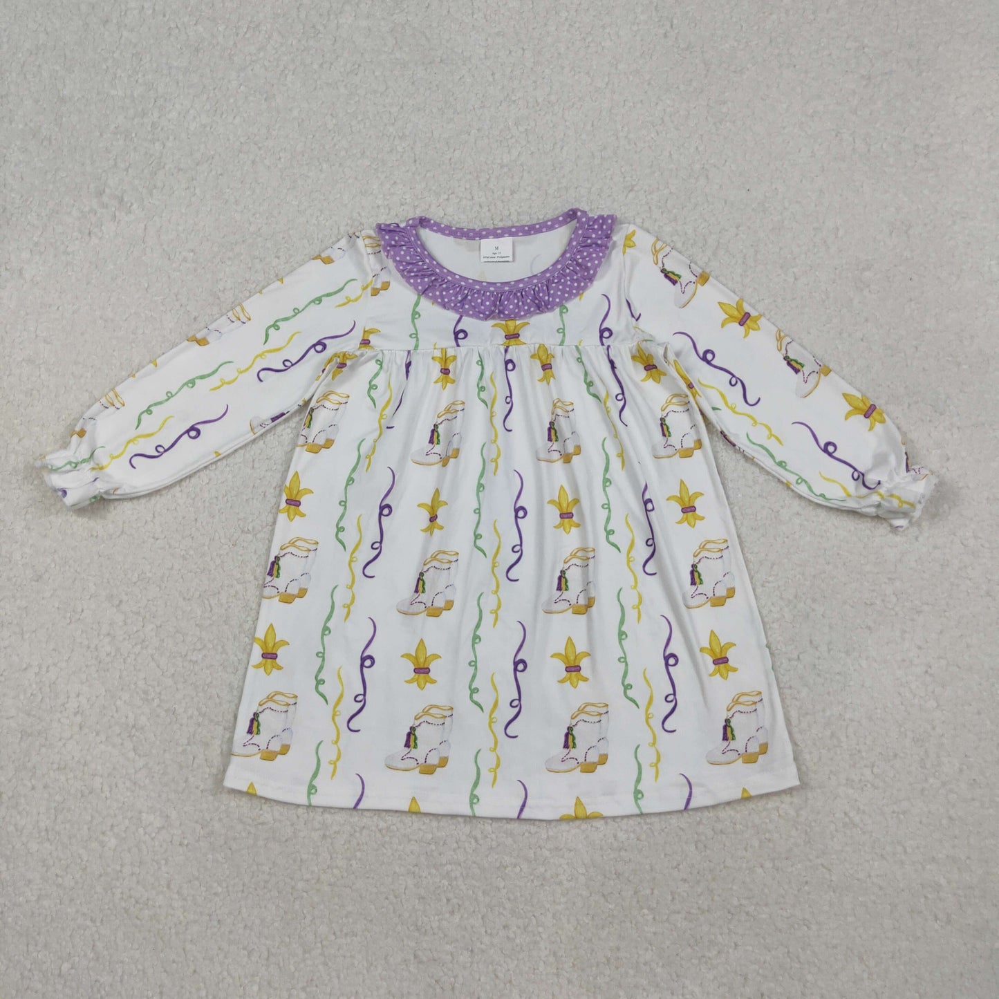 mardi gras boots saints baby girl dress
