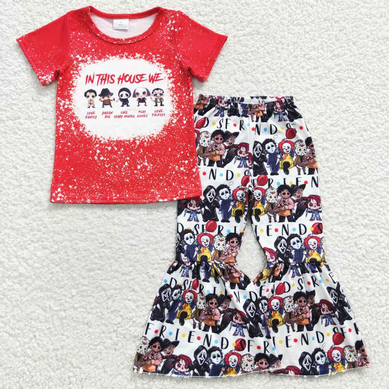 red friend bell bottom set girls halloween outfit