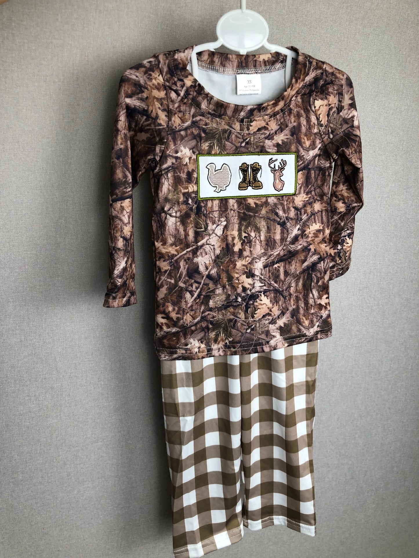 camo hunting embroidery pants set boys clothing