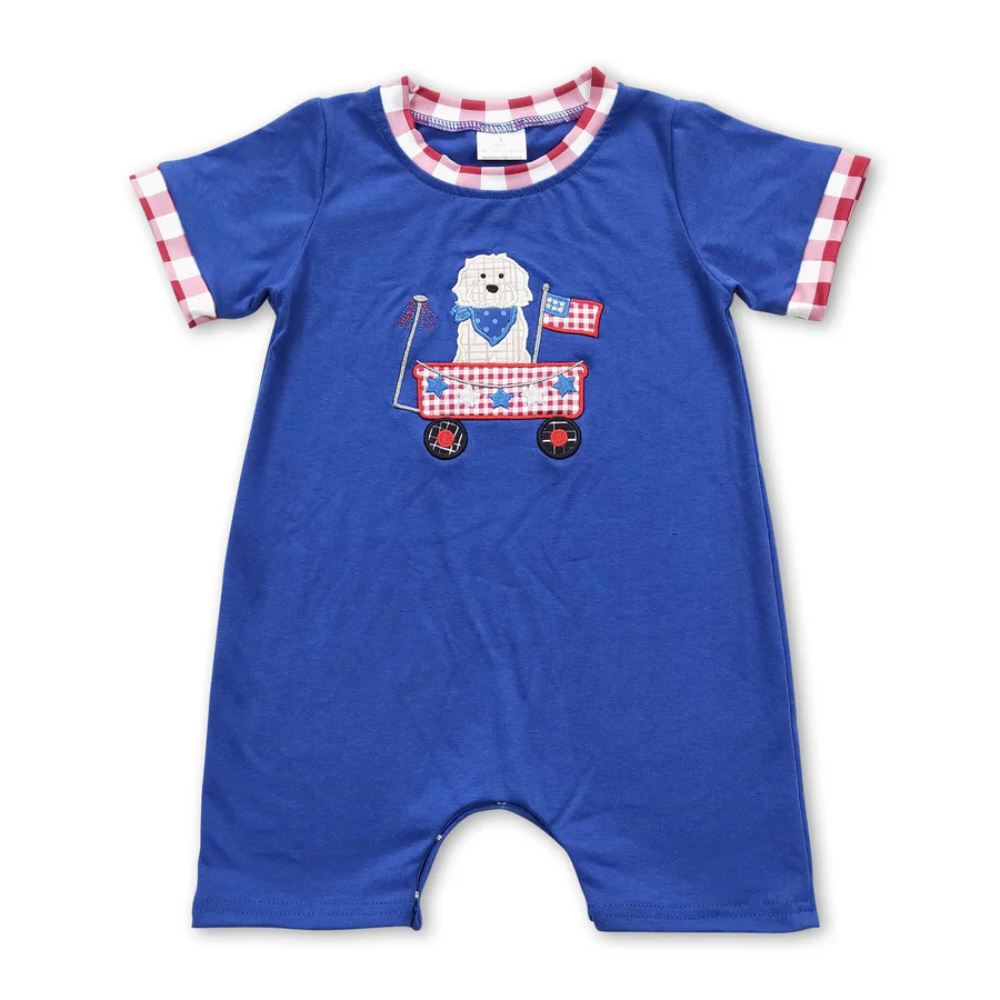4th Of July Puppy Target Embroidery Sibling Clothing