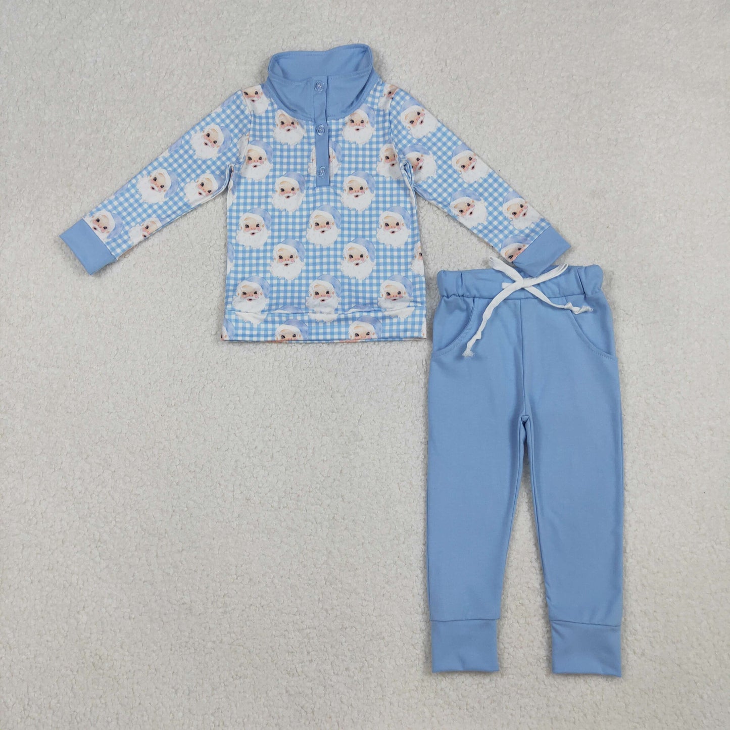 blue santa pullover boy jogger outfit