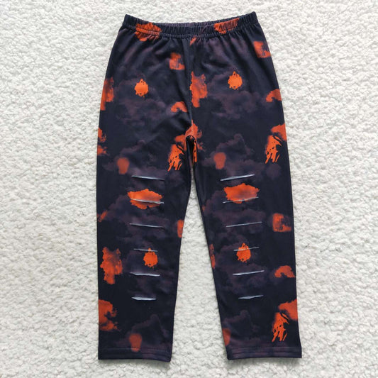 orange bleached hold legging pants girls halloween clothes