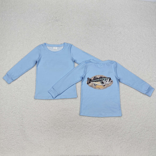 blue fish print shirt boys top