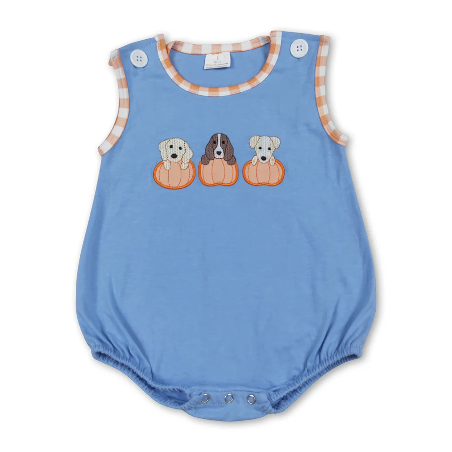 Dog Pumpkin Embroidery Sibling Clothing