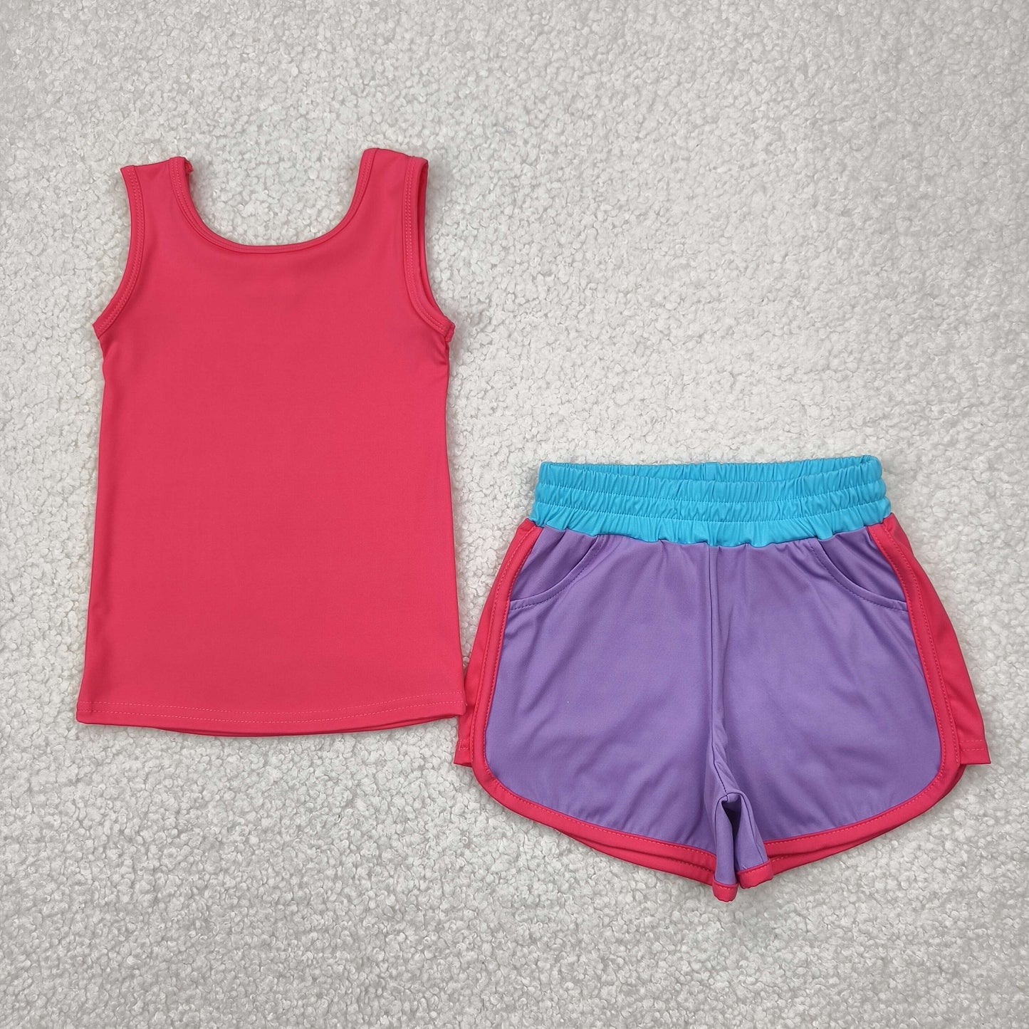 solid two pieces athletic shorts set
