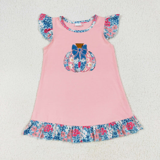 girl pumpkin embroidery nightgown