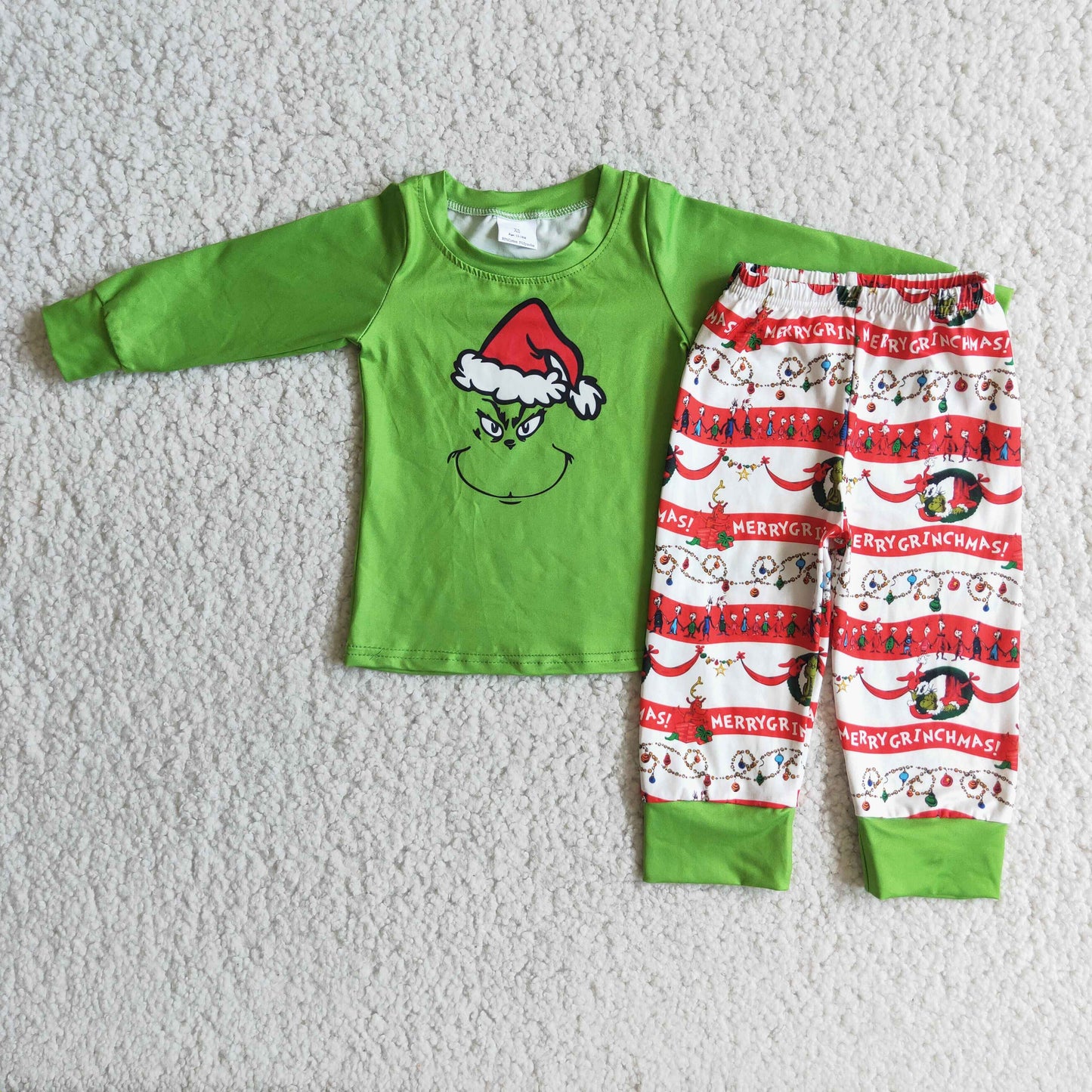 little boy Christmas outfit-grinchey