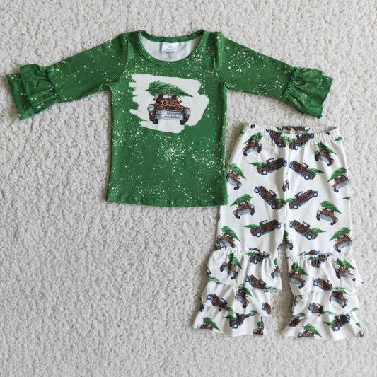 tree truck little girl Christmas outfit