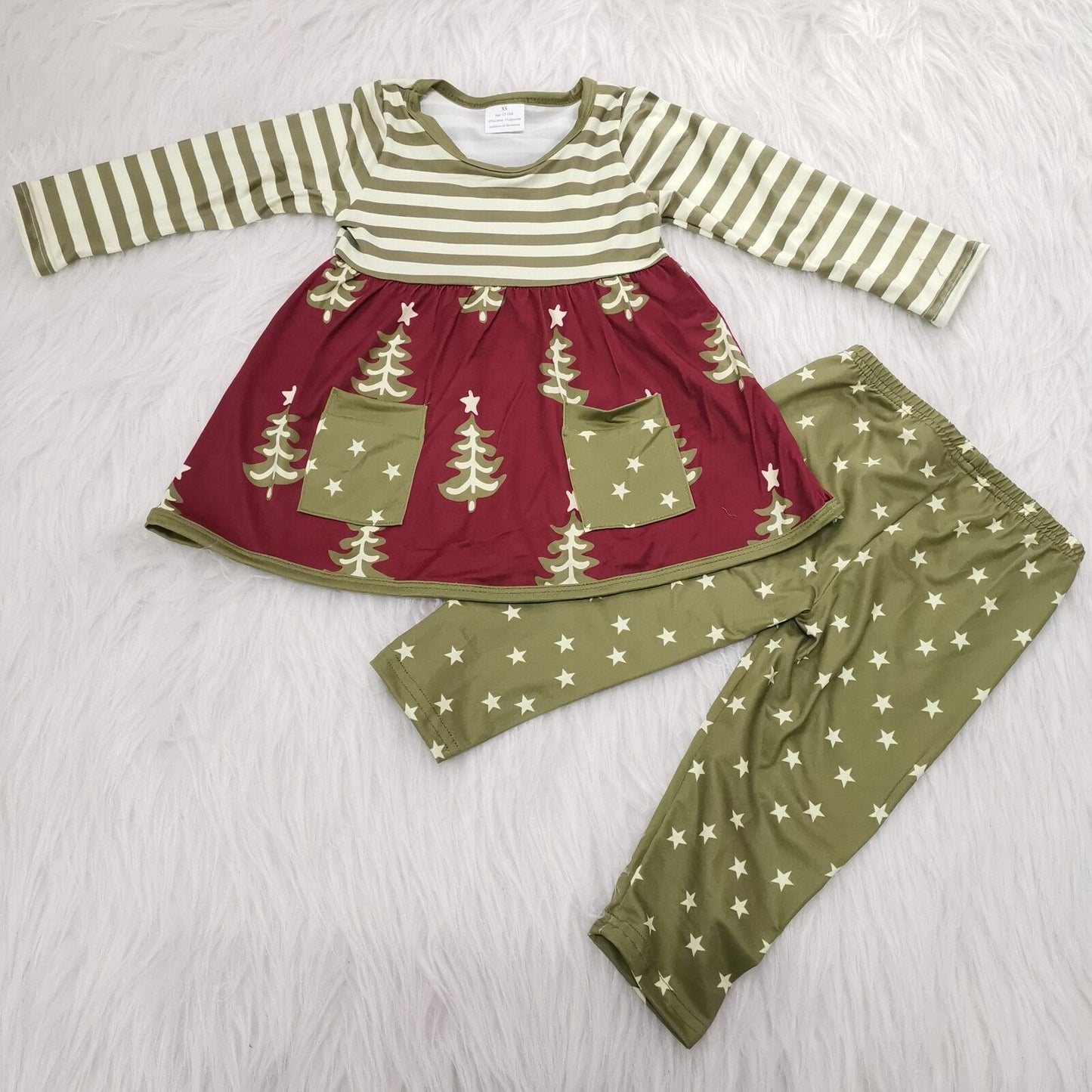 little girl Christmas tree legging set