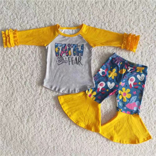 yellow faith over fear floral bells set