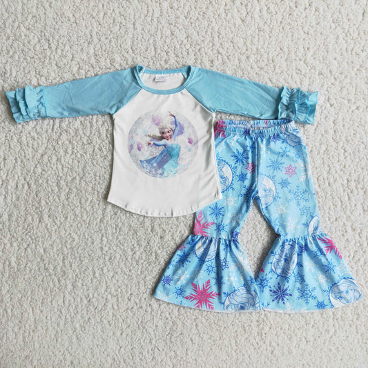 girl blue snow flake princess outfit