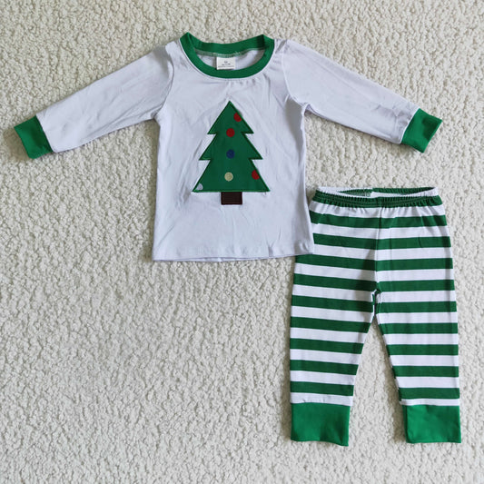 kids boy Christmas tree pajamas