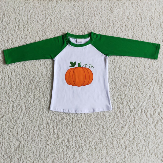 pumpkin green red raglan shirt