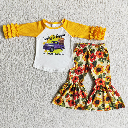 girl fall sunflower outfit