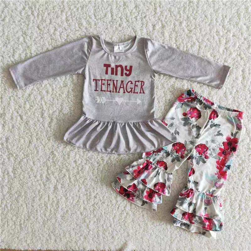 tiny teenager floral ruffle pants set