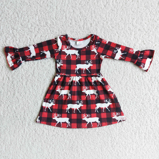 plaid reindeer christmas dress