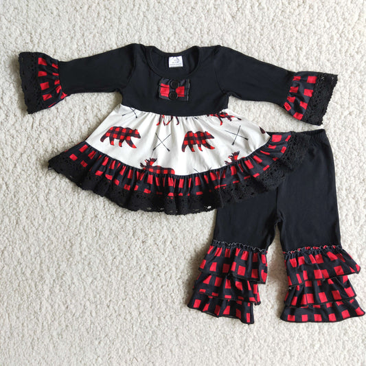 Black Bear Ruffle Pants Set