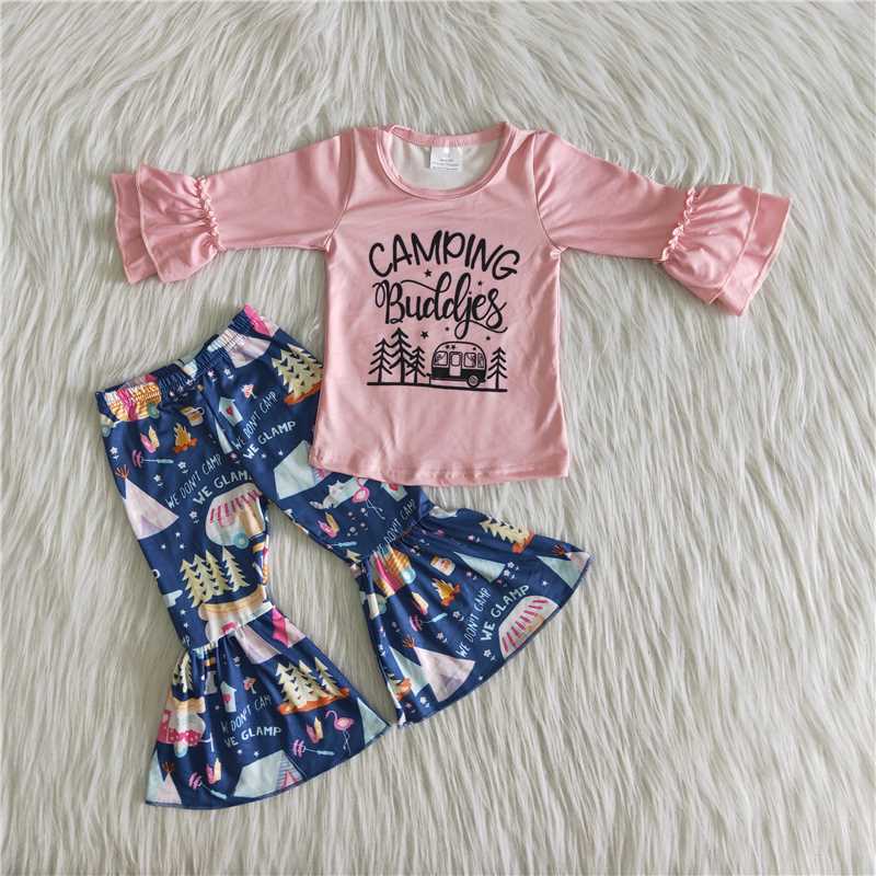 camping buddjes bell bottom pants set