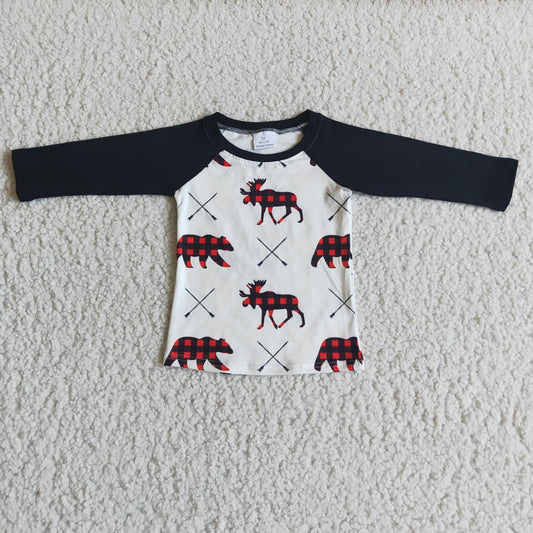boy christmas buffalo raglan shirt 6 B6-32