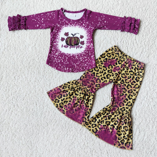 hello pumpkin outfit leopard pants set