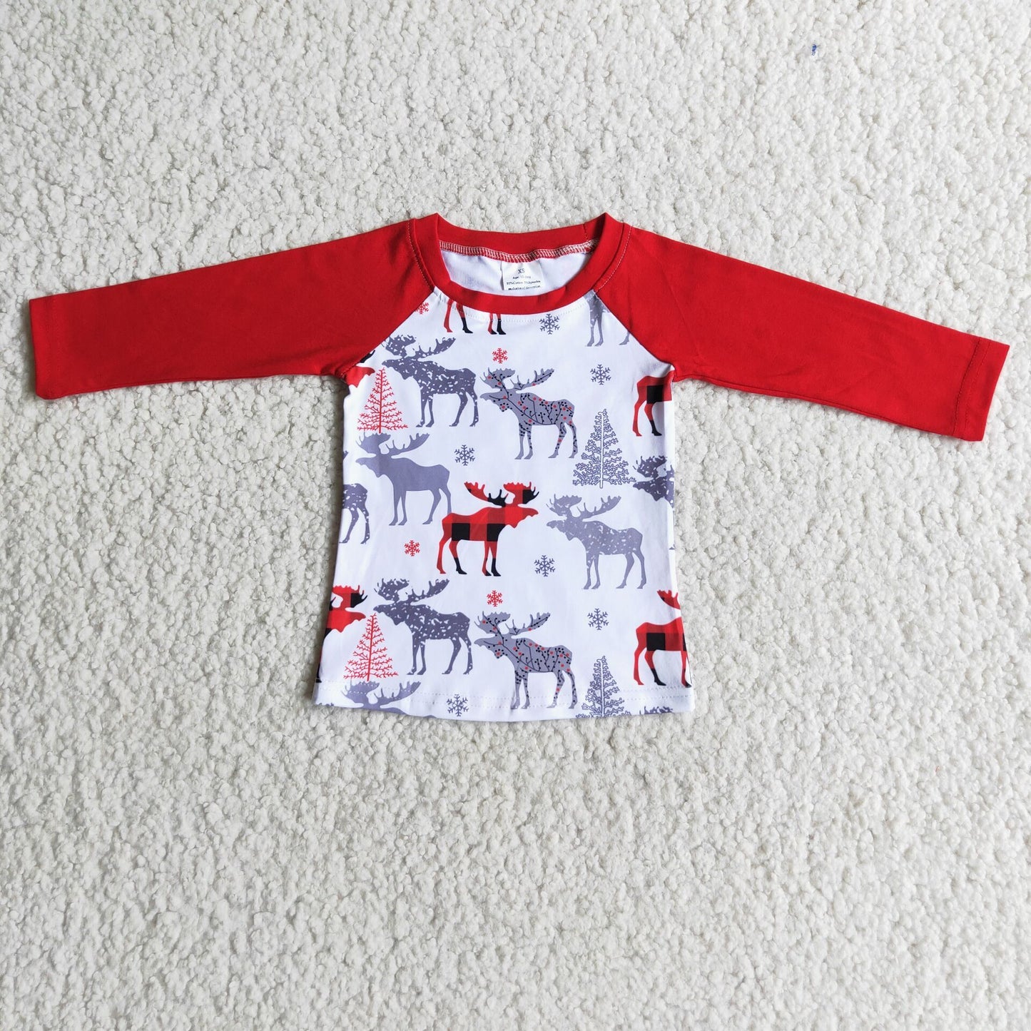 baby boy christmas raglan shirt -reindeer print