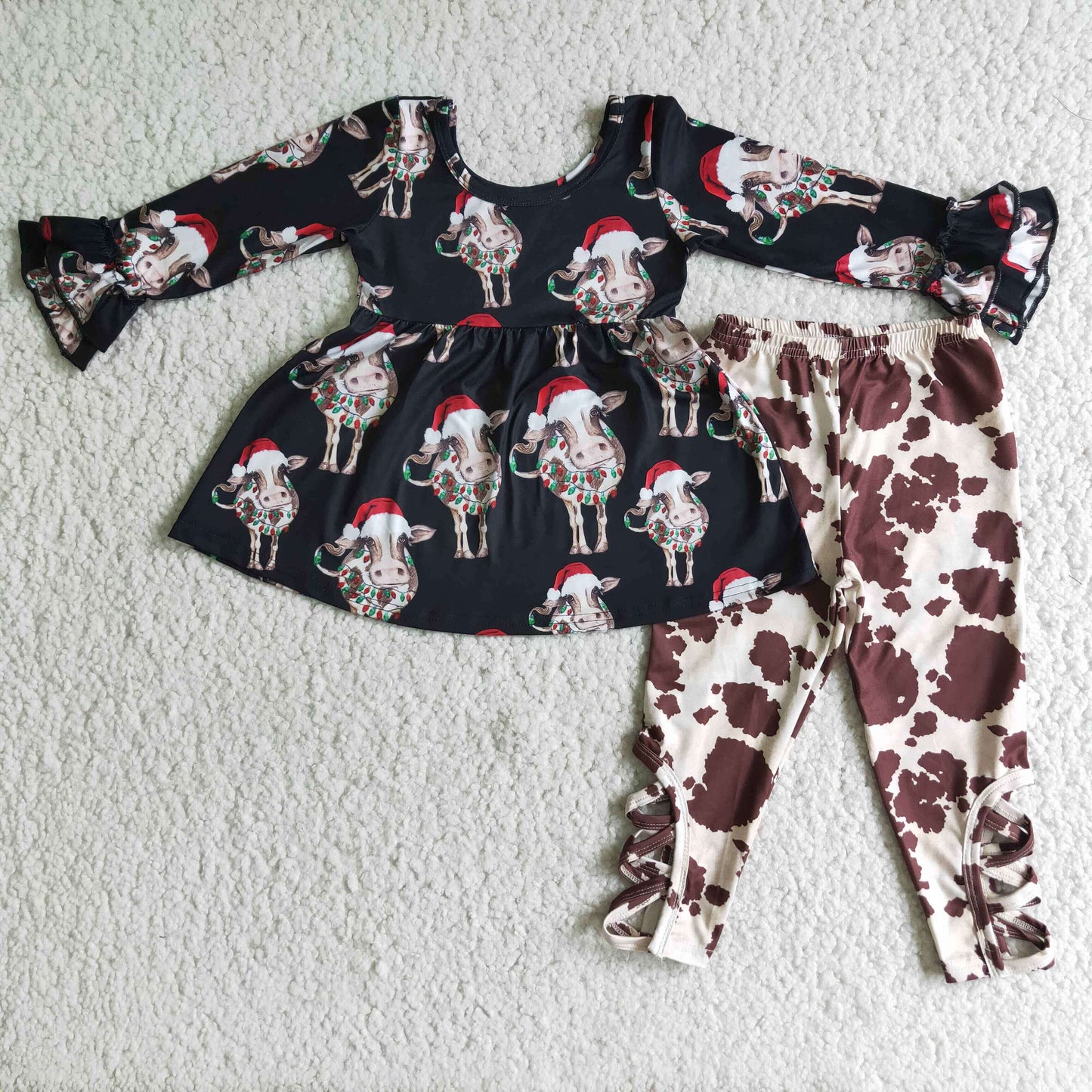Christmas cow print cross legging set
