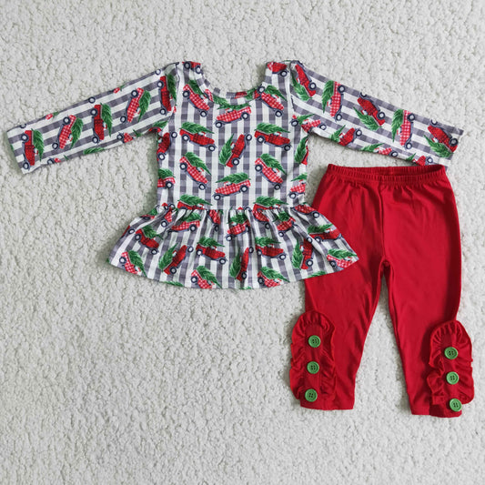 little girl Christmas tree legging set