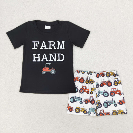 black farm hand tractor shorts set boy