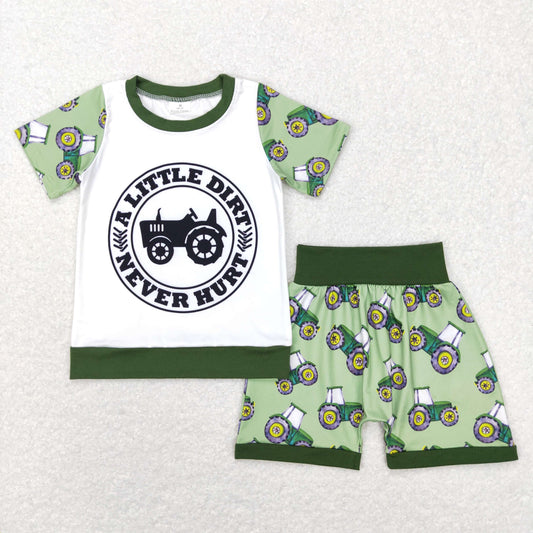 farm tractor shorts set kids boy clothing
