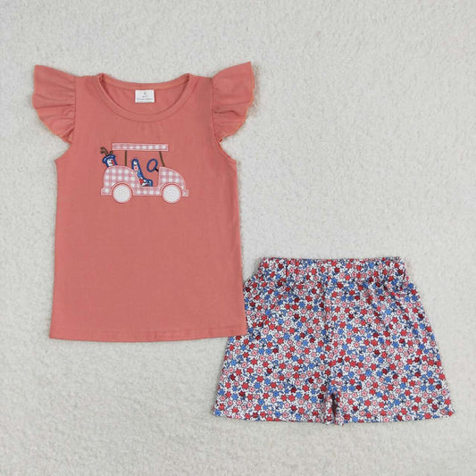 embroidery golf girl shorts set