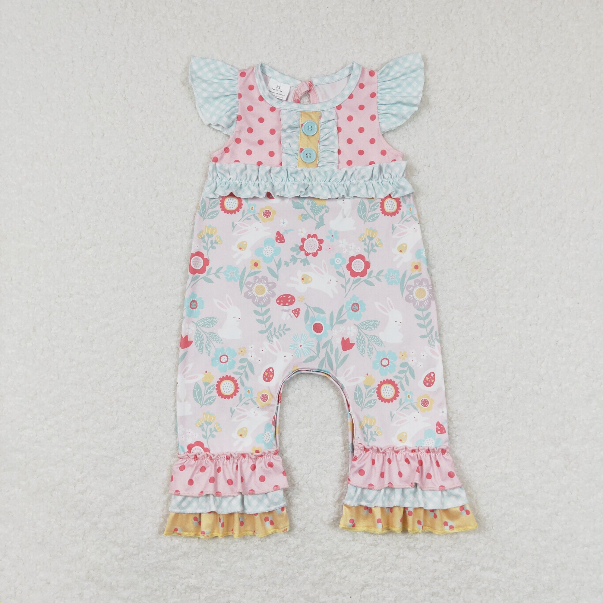 baby girl easter rabbit floral ruffle romper