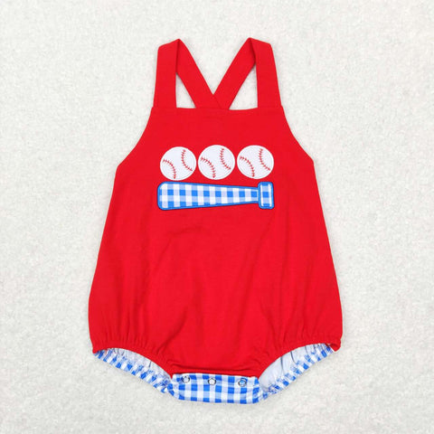 baby boy red baseball embroidery cross bubble