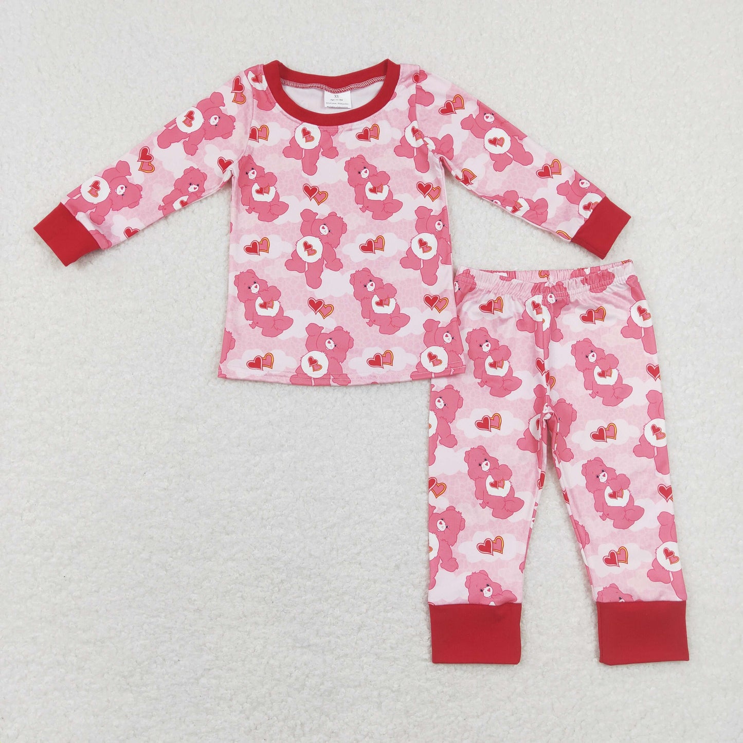 girl valentine's day bear heart pajama