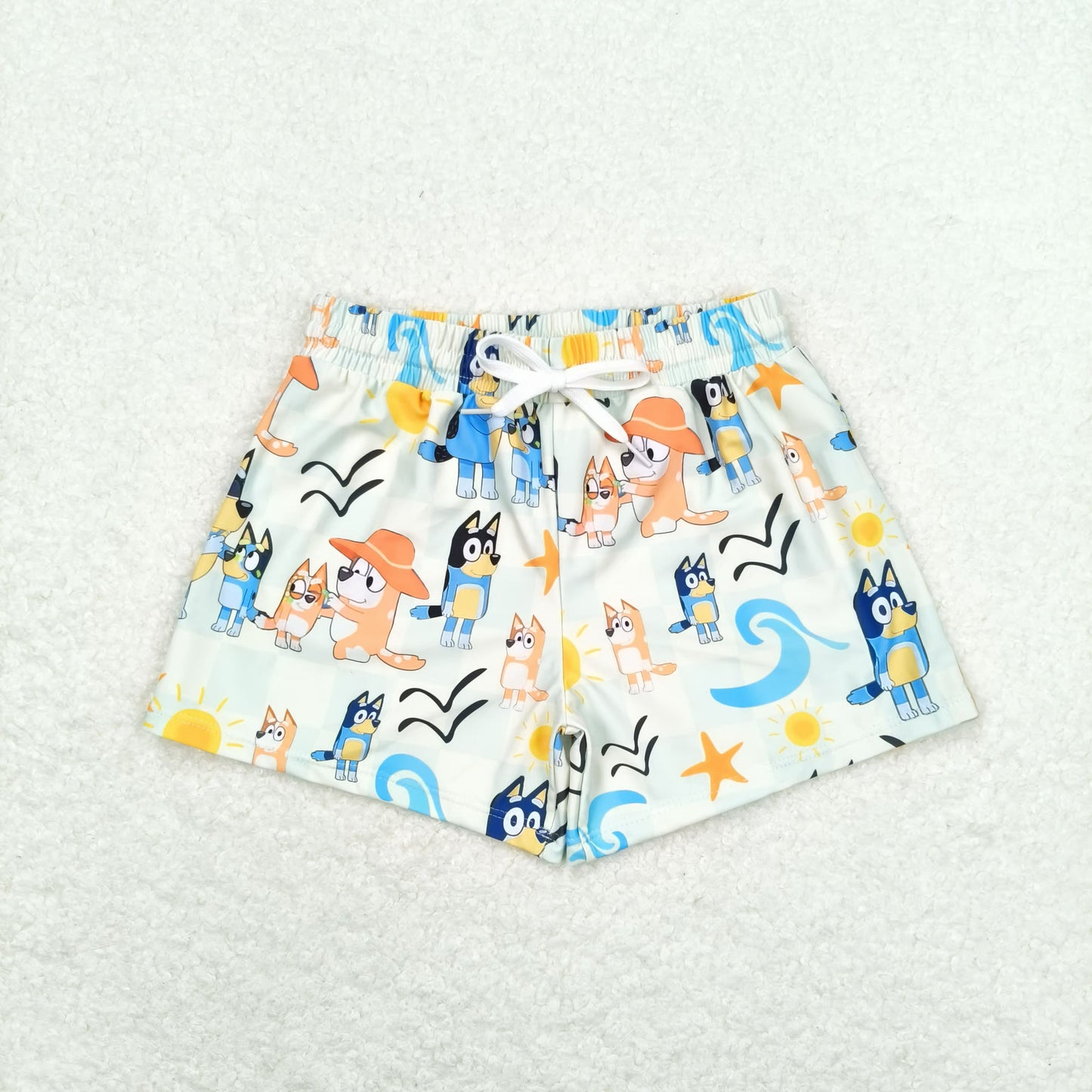 blu*y print  boy trunks kids swimsuit