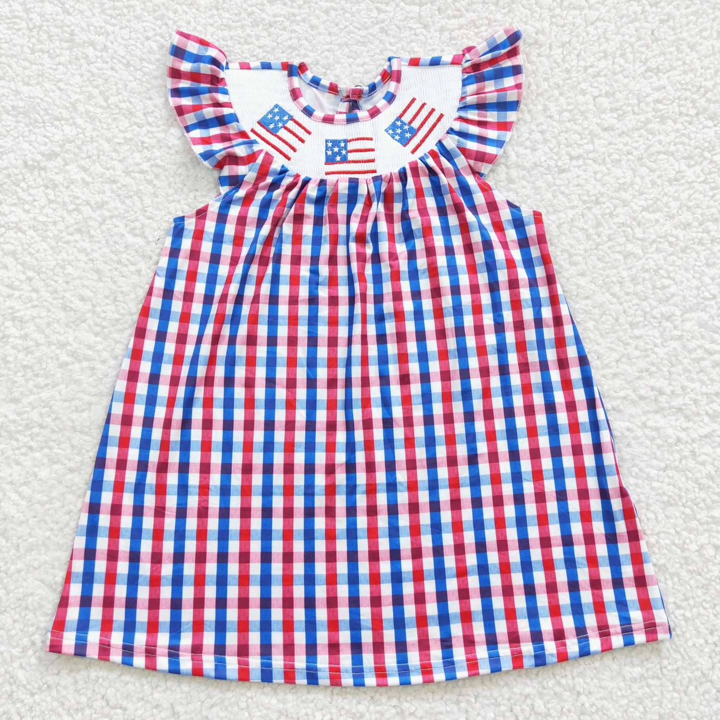 4th of July plaid flag smocked dress