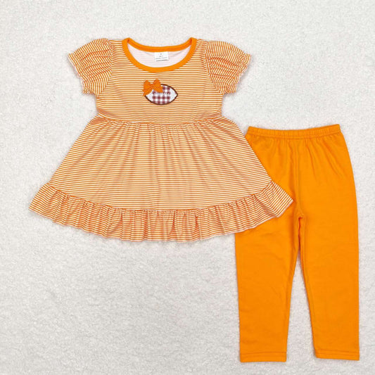 football embroidered legging set orange