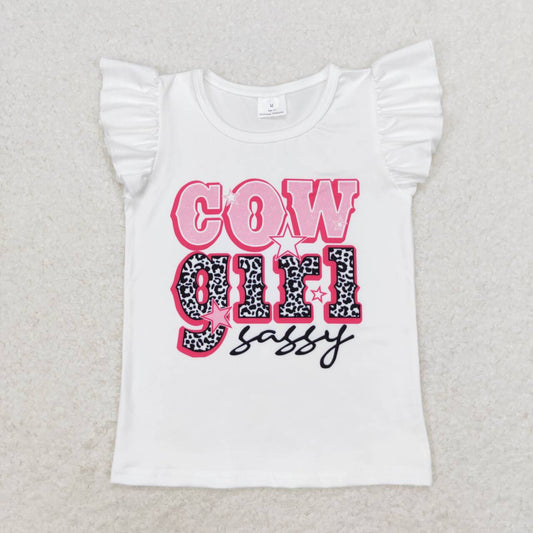 cowgirl sassy white flutter shirt girls top