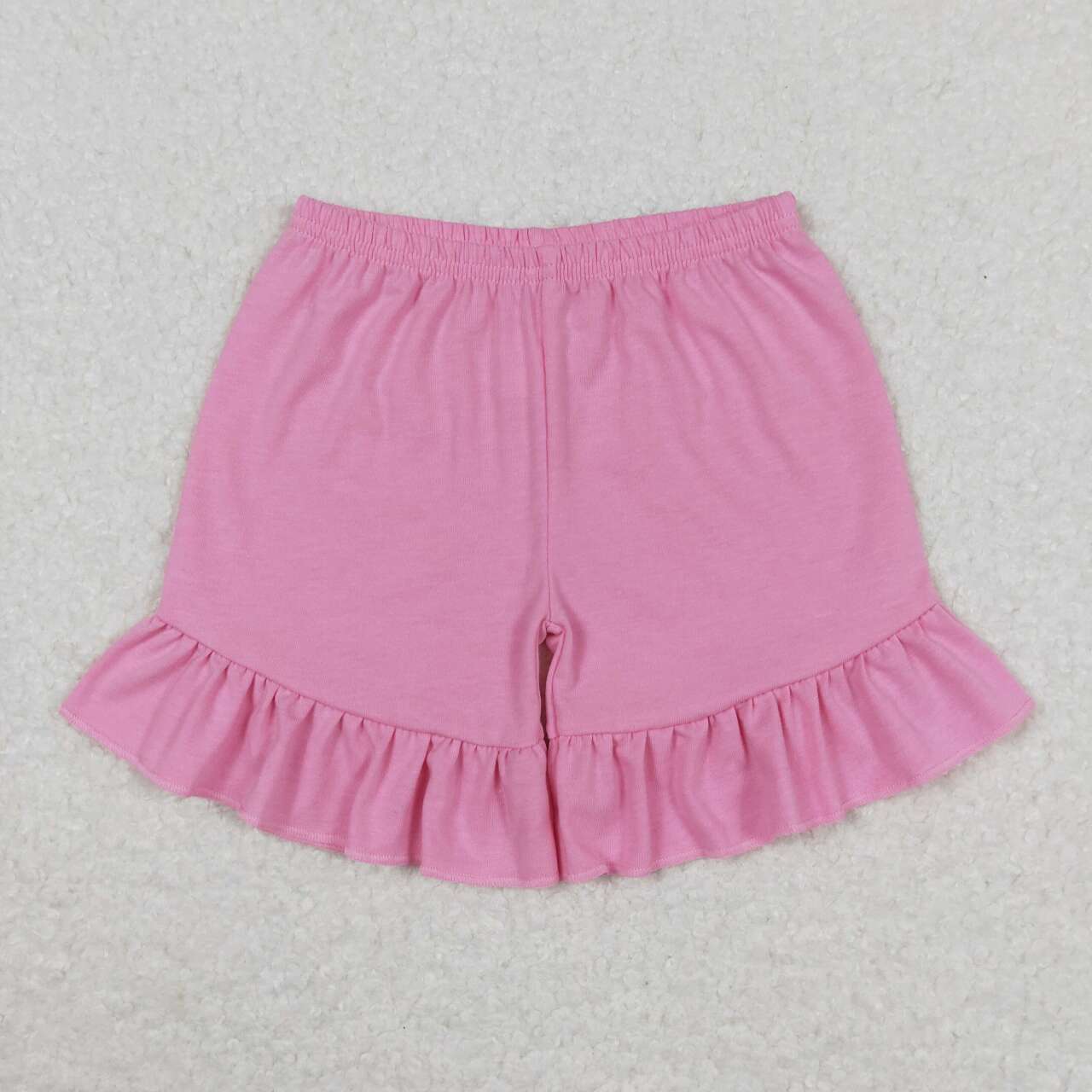 pink ruffle girl summer shorts