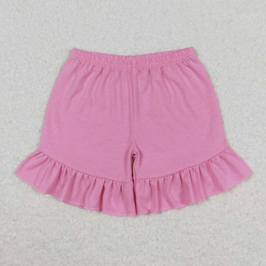 pink ruffle girl summer shorts