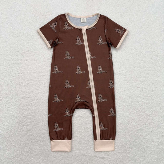 short sleeve camo duck zip bamboo sleeper brown