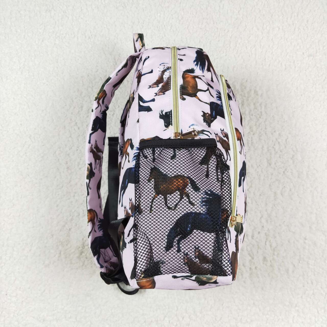 horse print kids backpack zip bag