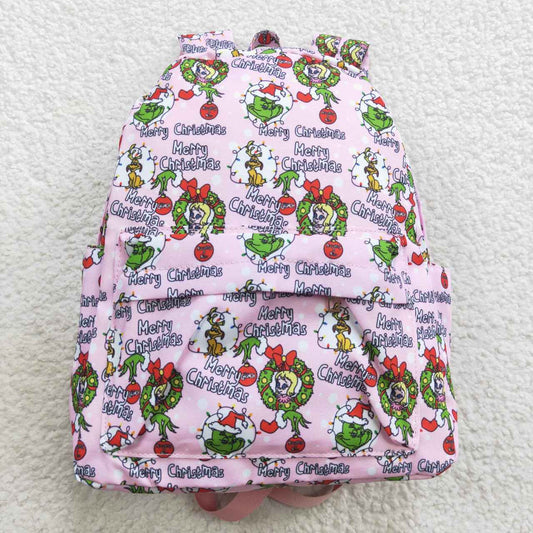merry christmas print kids school backpack bag
