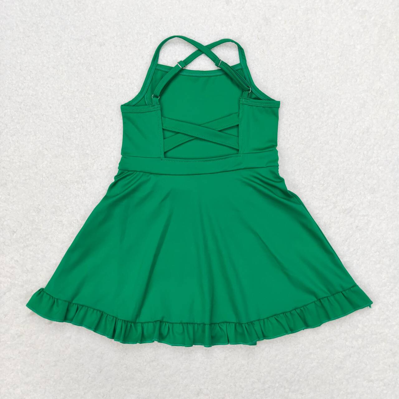 solid green skirt shorts swimsuit set